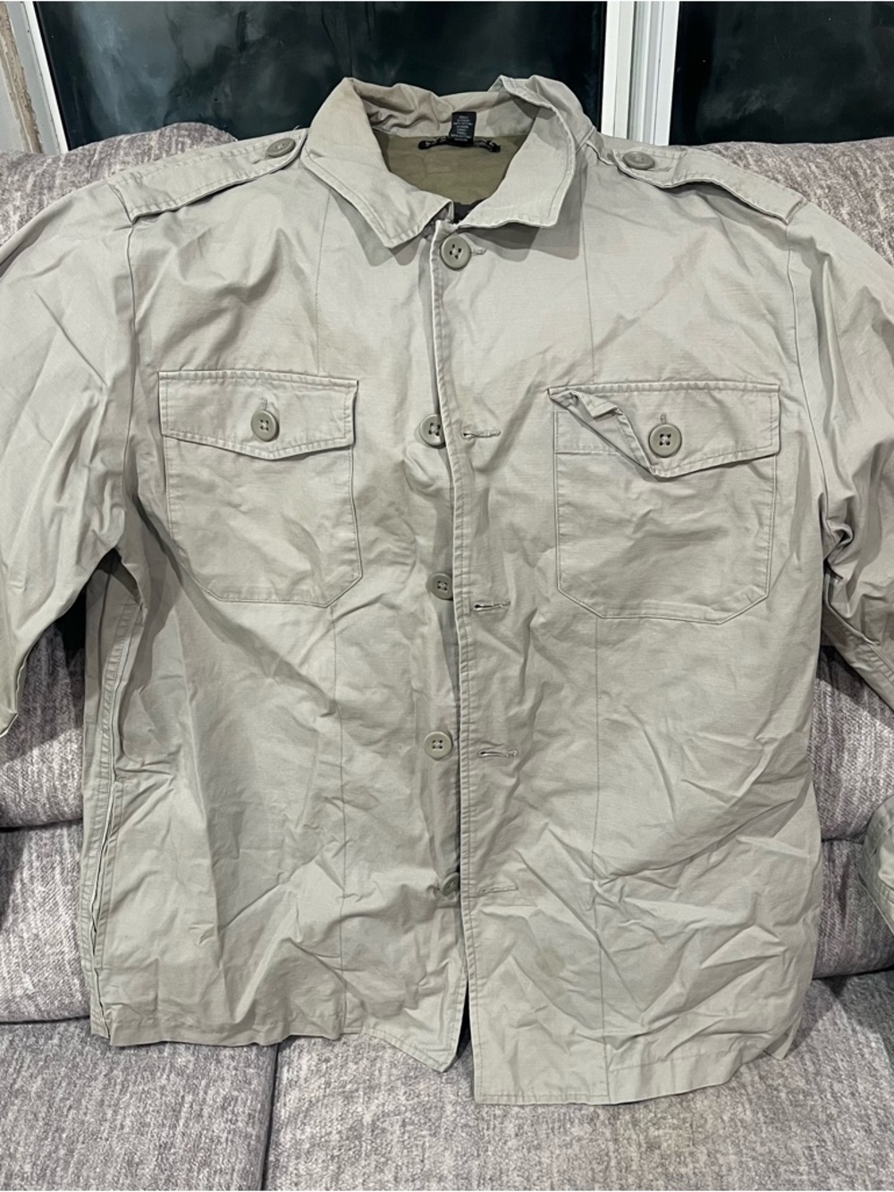 Vintage Structure Military Style Jacket Size Large Tan Button Front Coat Size L